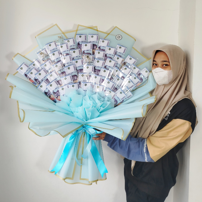 Money Bouquet Simple (50-100Lembar) | Buket Uang Simpel Termurah | Kado Murah Bouquet Murah | Bunga 