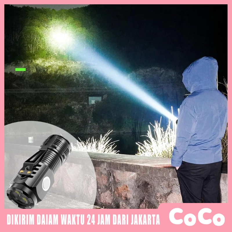 Senter Mini LED 3 Mata / Senter Mini Anti Air Super Terang / Senter Mini Rechargeable COD