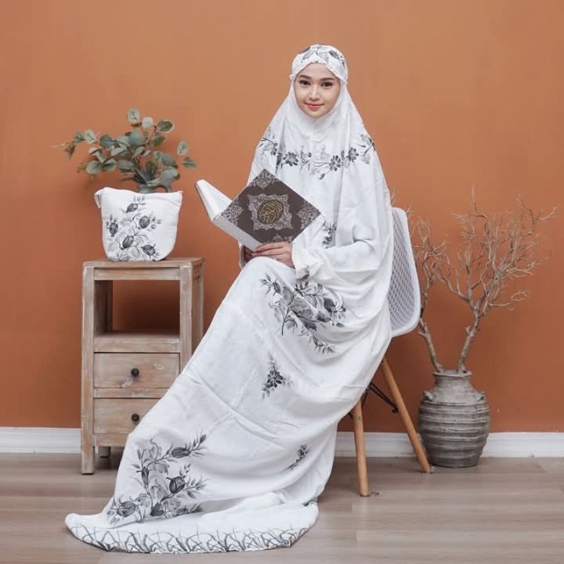 mukena lajuran wanita | mukena travel | mukana wanita | mukena putih | mukena lukis