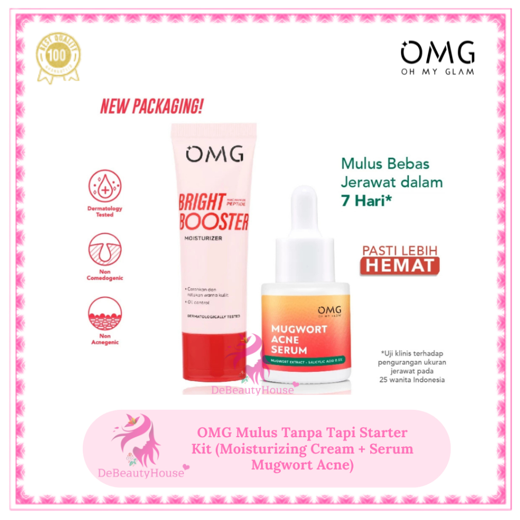 OMG Mulus Tanpa Tapi Starter Kit (Moisturizing Cream + Serum Mugwort Acne)