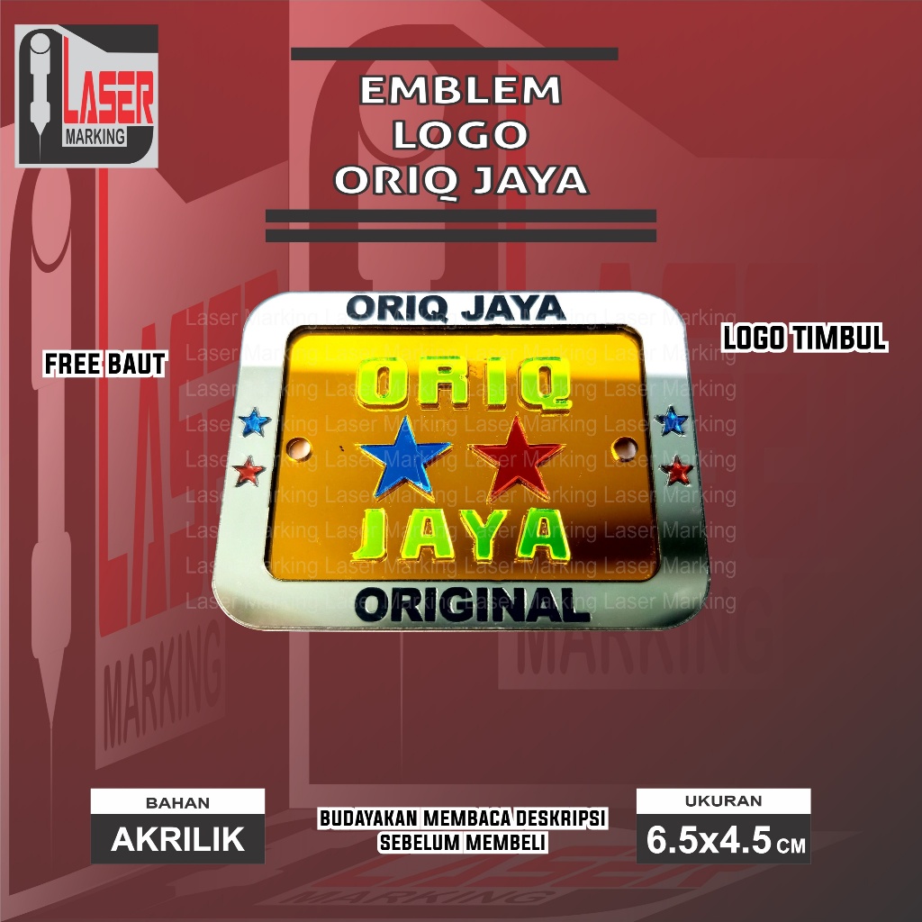 EMBLEM ORIQ JAYA SANGKAR BURUNG AKRILIK TIMBUL MURAH/ ACCESOSORIS SANGKAR BURUNG ORIQ JAYA