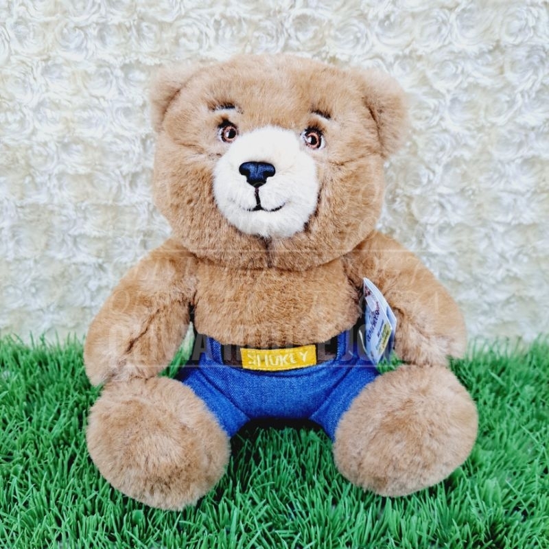 Boneka Bear Std Mata Bordir Boneka Beruang Coklat Boneka Baer Celana Jeans Biru Smokey