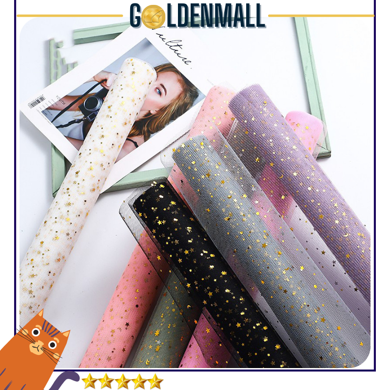 

Pembungkus Bunga Gold Star Glitter Korea Kertas Buket Bunga Motif Star Moon ROLL11