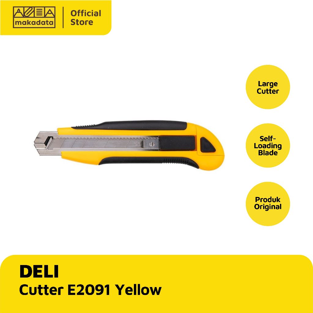 

DELI CUTTER / PISAU CUTTER E2091 YELLOW BESAR L-500 (1 PCS) MURAH