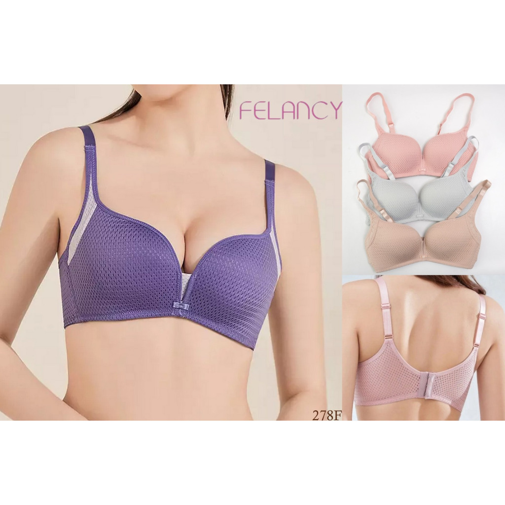 Bra Wanita Tanpa Kawat Felancy Full Cup Busa Sedang 36B 38B WIreless Pakaian Dalam 278F