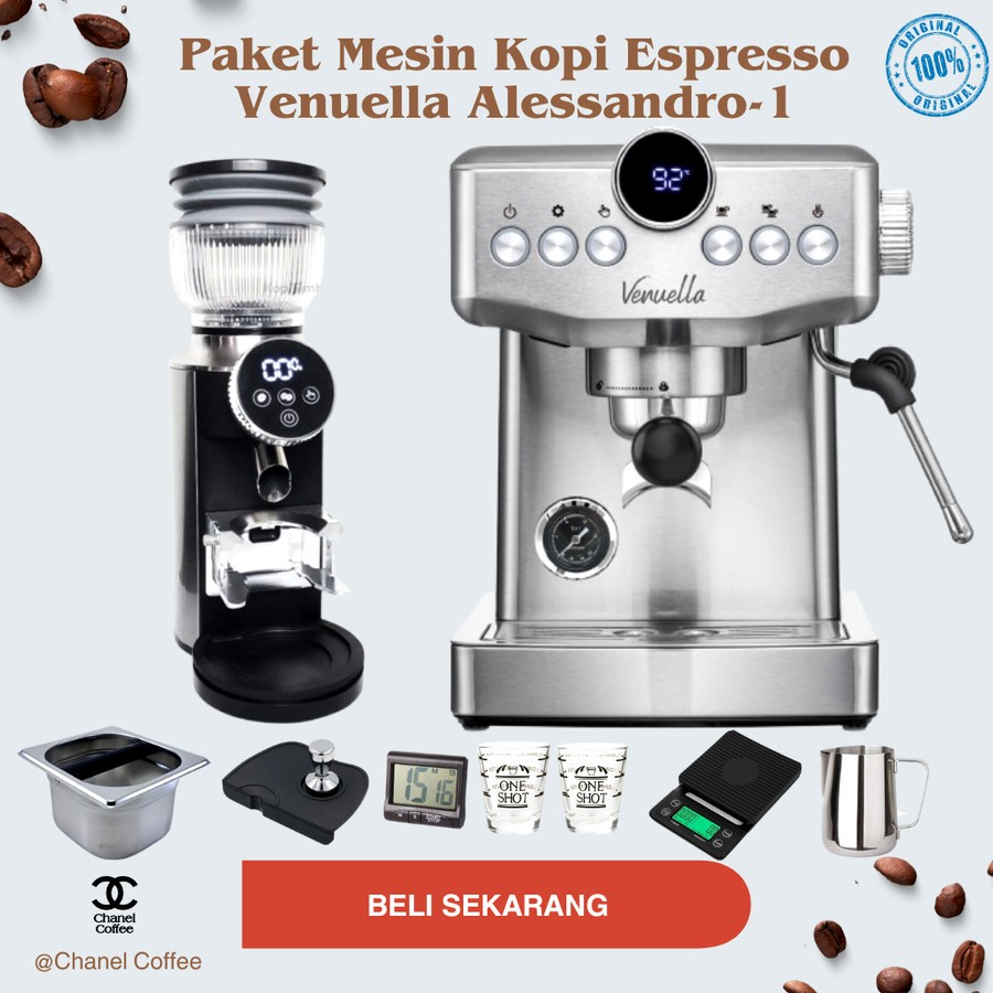 Paket Mesin Kopi Espresso For Home Venuella Alessandro-1 + Grinder CG5003 Touch + Tools