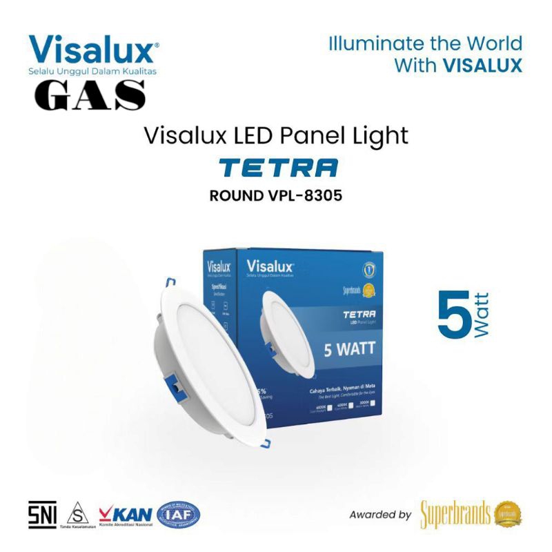 Downlight Visalux Tetra Panel LED Light BULAT/Lampu Plafon Rumah Downlight 5/7/9/12/15/18/1/24W