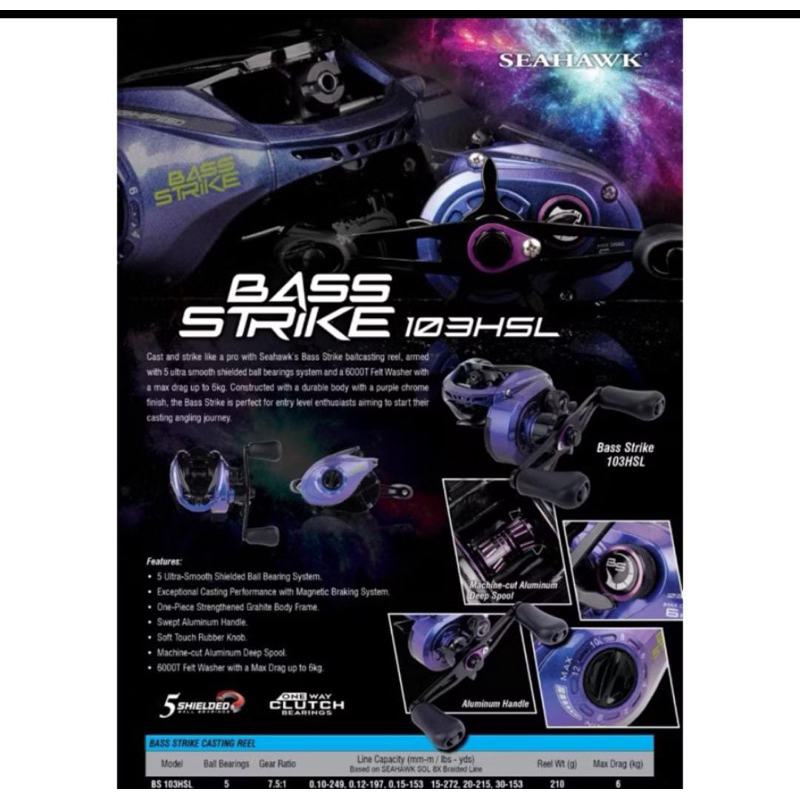 REEL BC SEAHAWK BASS STRIKE 103HSL