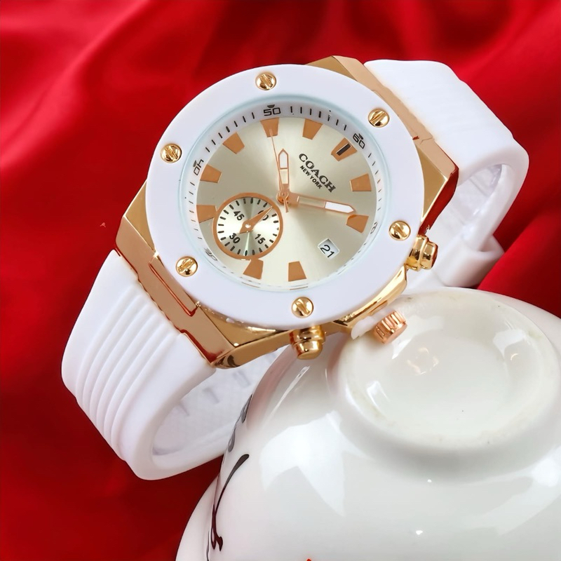 JAM COACH WANITA DETIK OFF TANGAL AKTIF TALI RUBBER