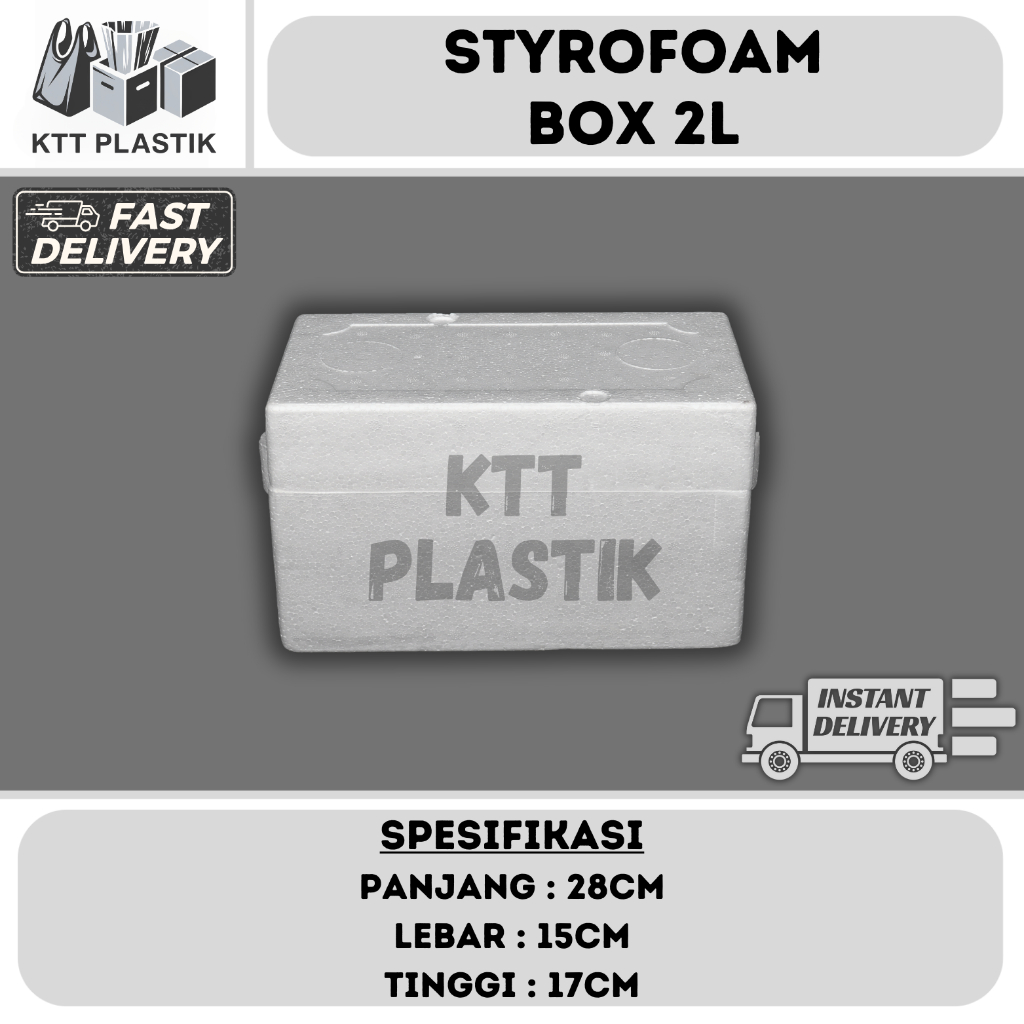 [Instant] Styrofoam Box 2 Liter - Kotak Styrofoam Pendingin Ikan Makanan Es Batu 28x15x17