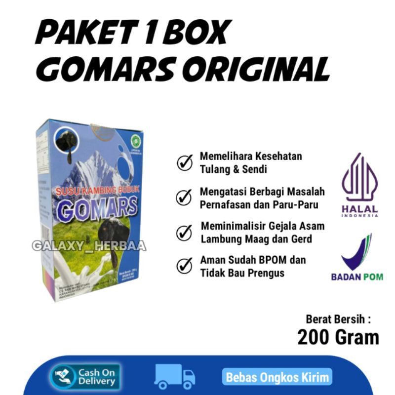 

[PAKET 1 BOX] SUSU GOMARS 200 GRAM Susu Kambing Etawa Bubuk Gomars 200gr Susu Kambing Gomars