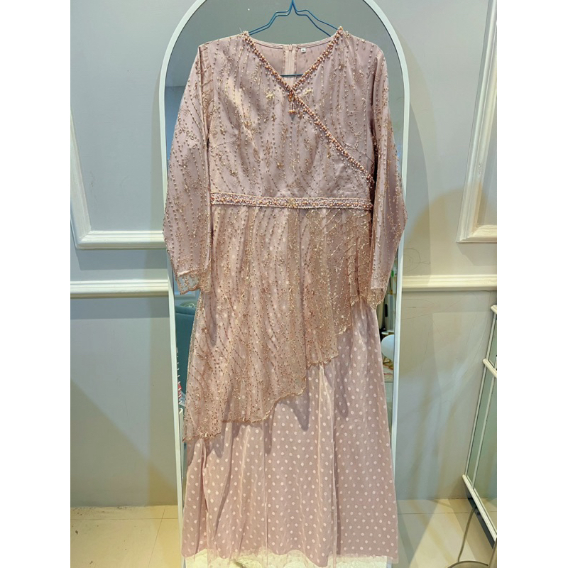 New dress pesta Butik with payet dan tile size XL (LD 104) // Dress pesta wanita gamis muslimah ria 