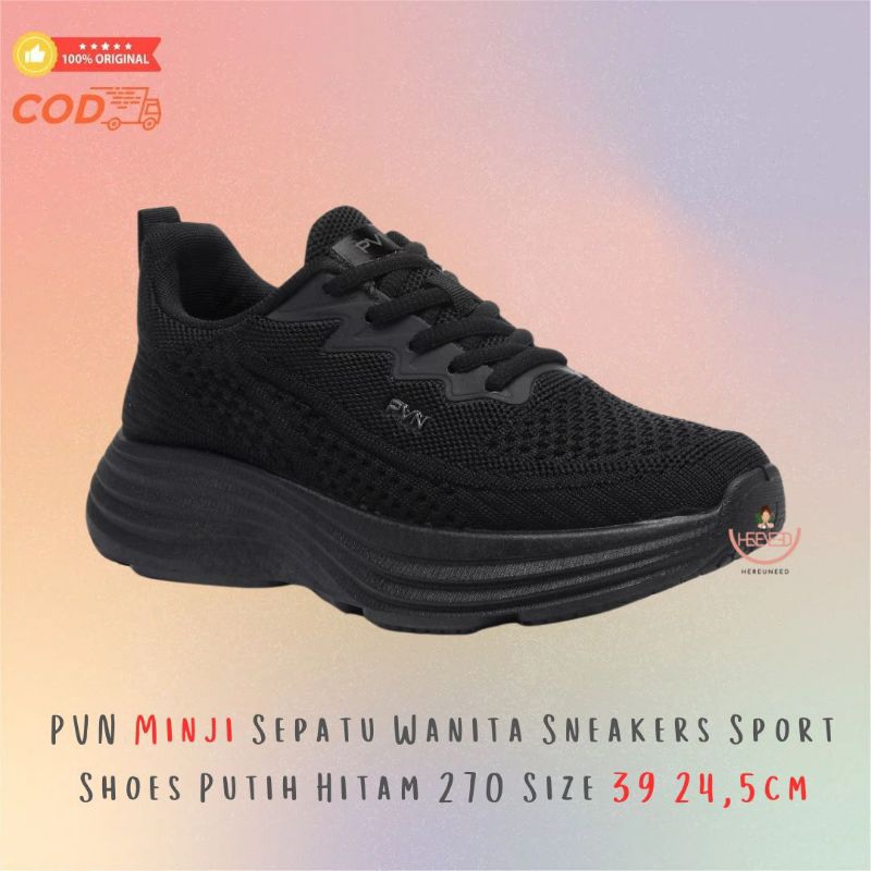 [ORI NEW READY SHOPEE LIVE DISKON 10% SALE] PVN Minji Sepatu Wanita Sneakers Sport Shoes Hitam 270 S