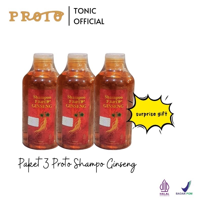 Proto Paket 3pc Shampo Ginseng 250ml/ Shampo Ginseng Proto