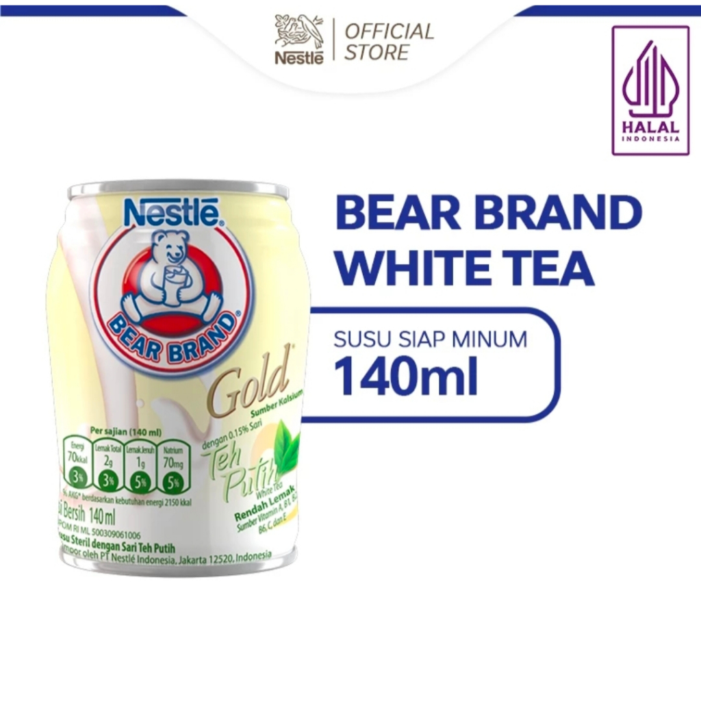 

BEAR BRAND Susu Kaleng White Tea Susu Steril 140 ml