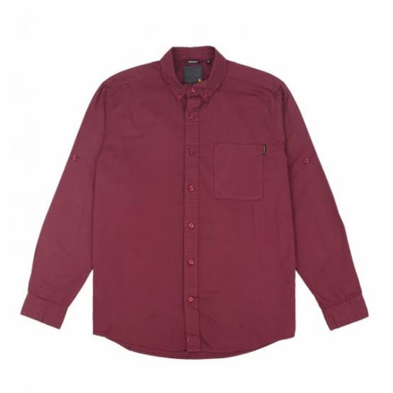 PRELOVED Hem Kemeja lengan panjang unisex pria wanita classic vintage old maroon merah