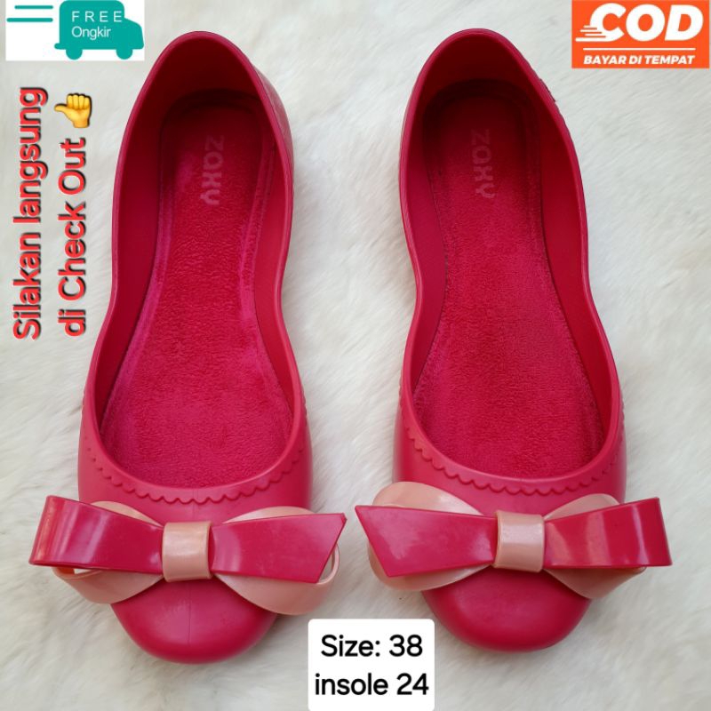 Zaxy Sepatu Flat Shoes Jelly Pink Size 38 Insole 24