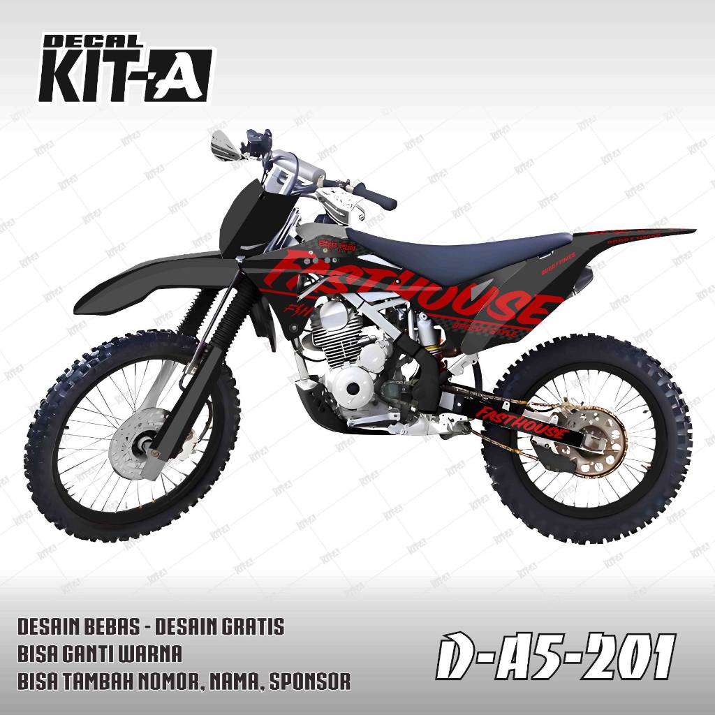 Decal Stiker Klx Gordon Sticker Custom Motor KLX 150 Gordon Full Body HITAM MERAH D-A5-201