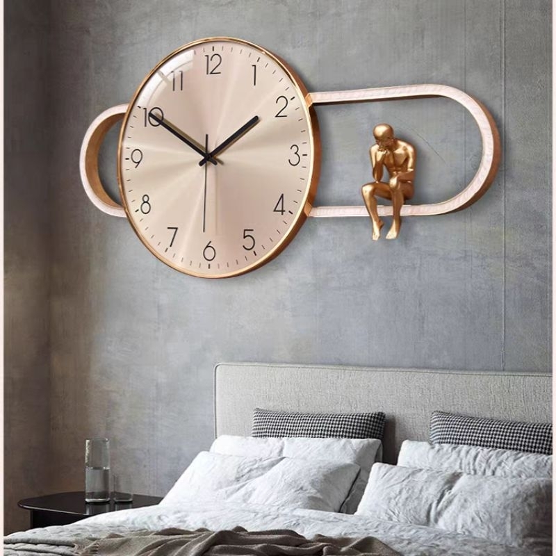 Jam Dinding Mewah Ornamen Pemikir Jam Dinding Material Logam