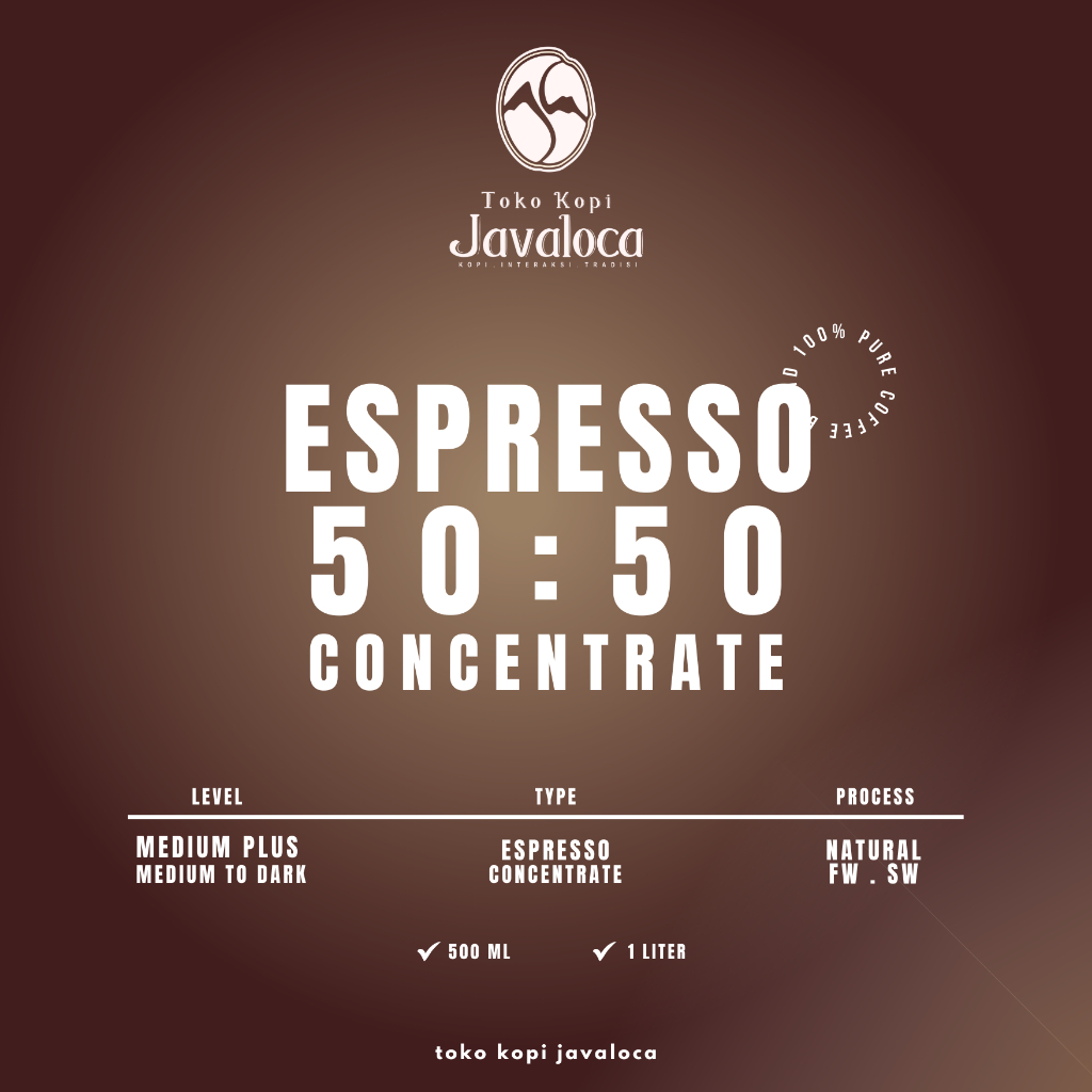 

TokoKopiJavaloca - Espresso Cair 50% Robusta : 50% Arabika untuk Kopi Susu