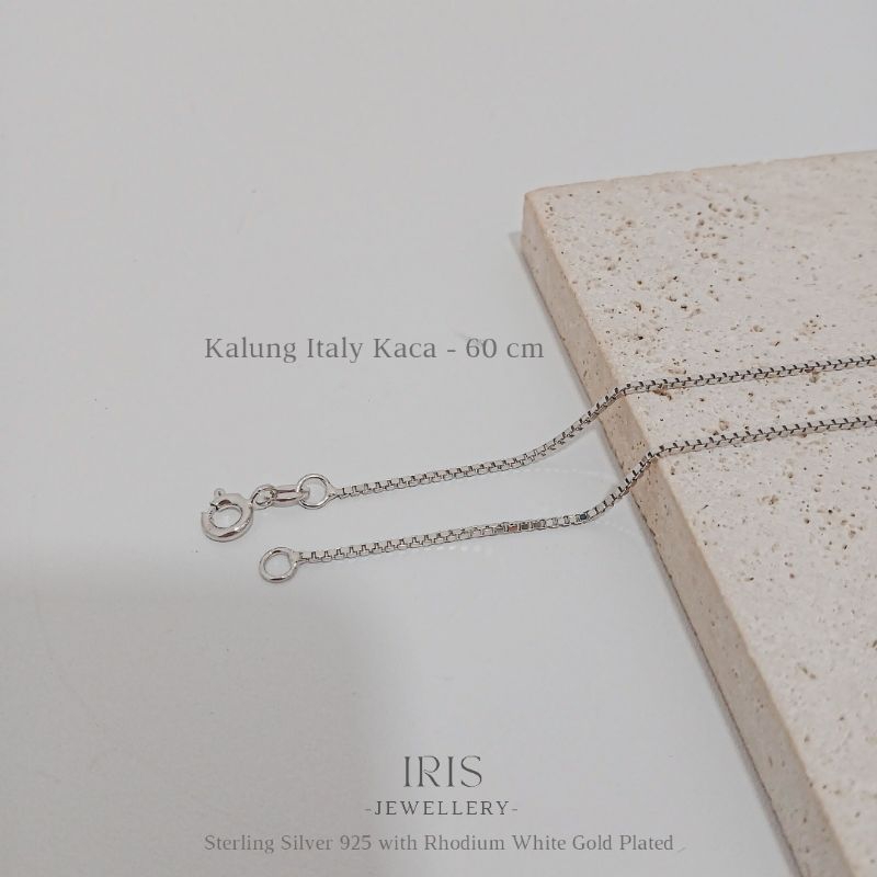 [Iris Jewellery] - Kalung Italy Kaca - 60 cm - Sterling Silver 925 lapis Emas Putih 18K