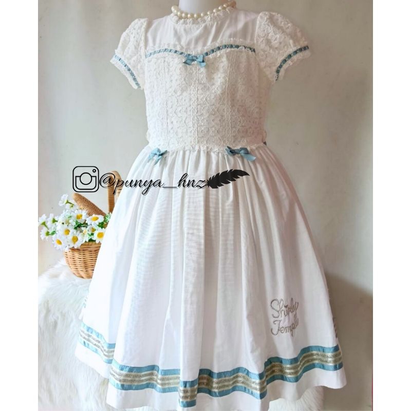 Shirley Temple dress brukat putih premium
