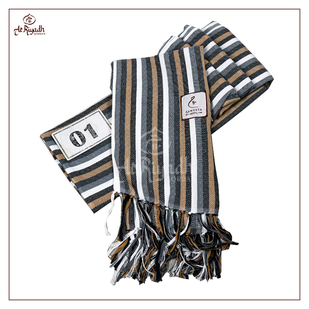 Sorban Tenun ZAWEEYA Syami Motif Salur Garis Pattern