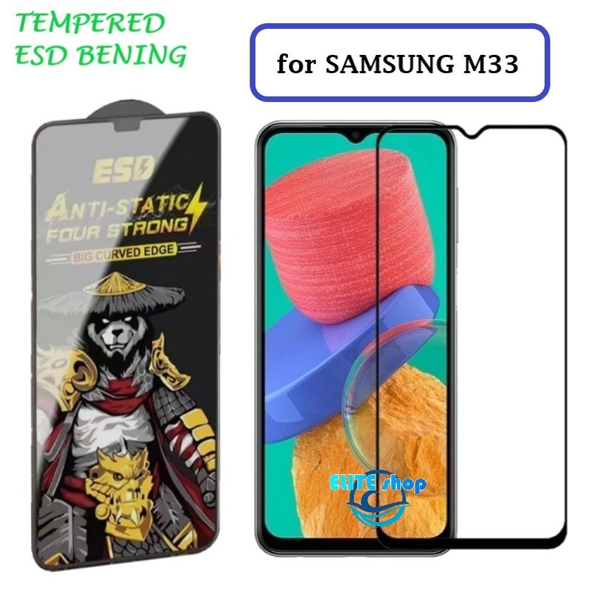 SAMSUNG M33 TEMPERED GLASS PREMIUM -TG ANTI STATIC ESD Tempered Glass ESD Full Cover Anti Static SAM