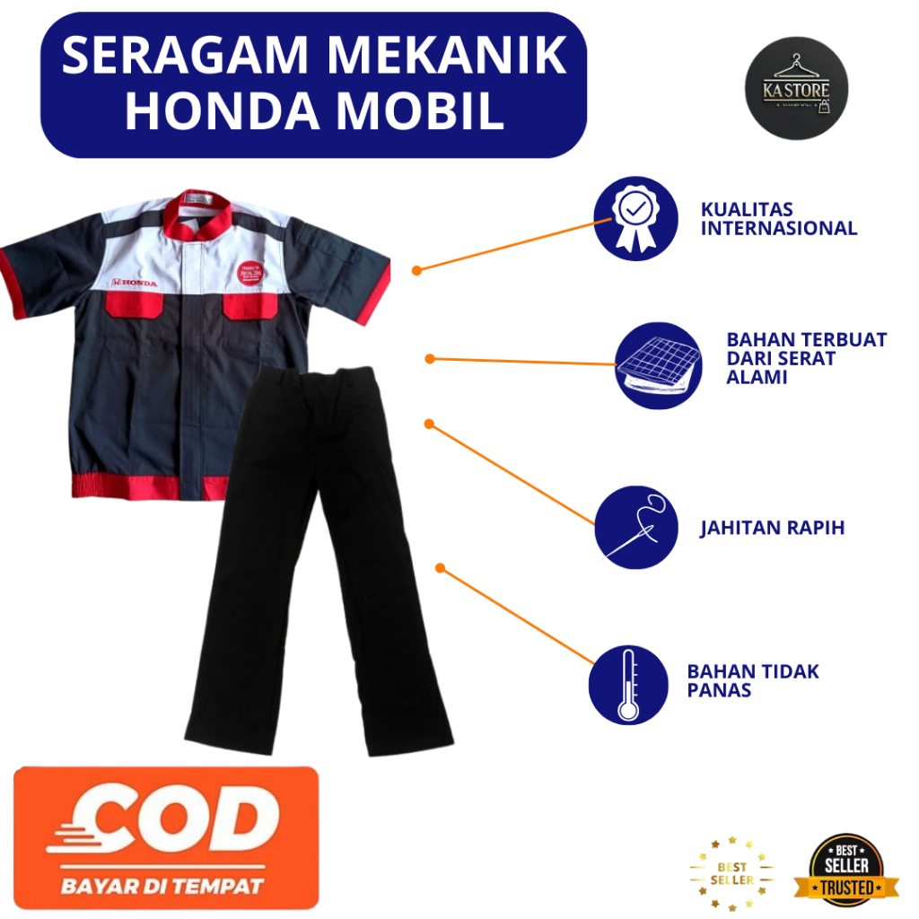 Wearpack Honda Mobil New / Wearpack Honda Mobil / Wearpack Honda Merah Hitam /Wearpack Bengkel Honda