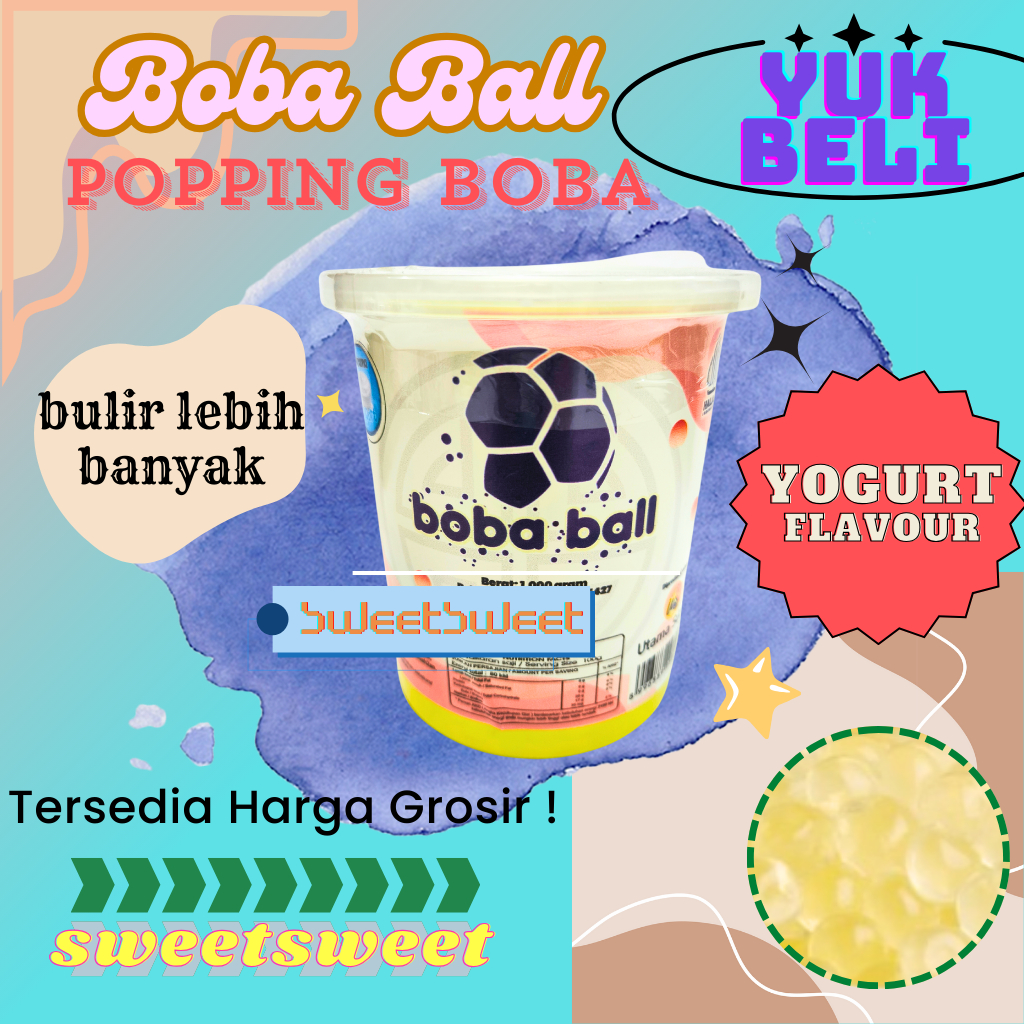 

Sweetsweet Popping Bobaball Yogurt kemasan 1 kg | Topping Minuman Kekinian {BISA COD dan Grosir}
