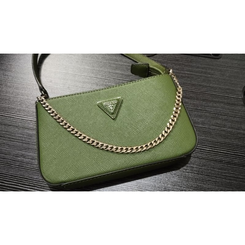 Guess Hand Bag | Tas Tenteng Guess Hijau dua Tali Rantai & Kulit