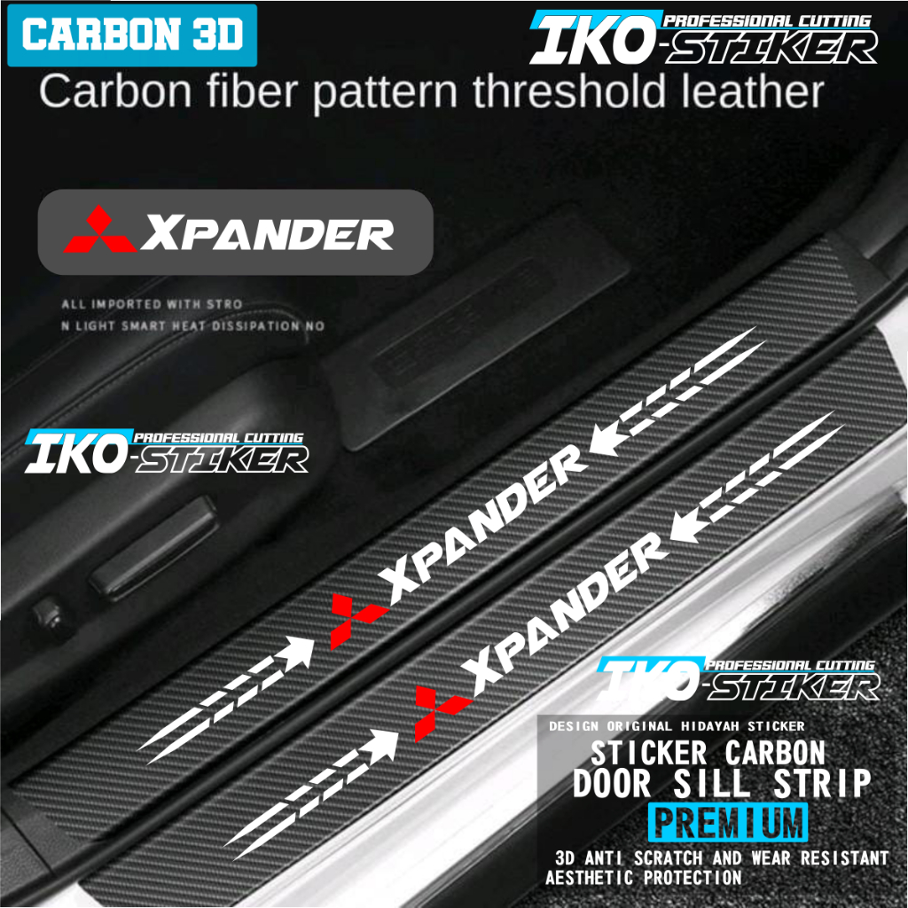9PCS STICKER KARBON MOBIL XPANDER STICKER KARBON 3D PIJAKAN KAKI MOBIL MITSUBISHI EXPANDER