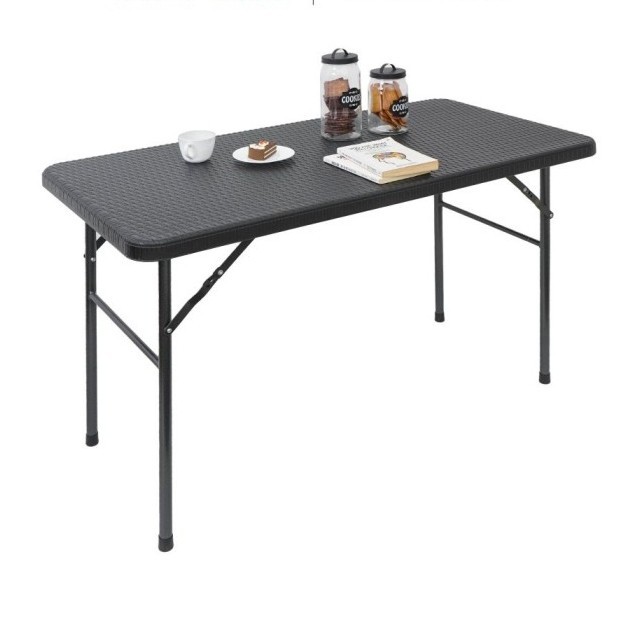Krisbow Meja Lipat Rotan 122 Cm - Hitam