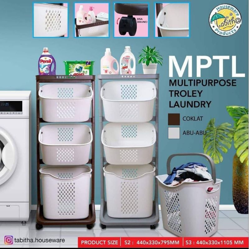Rak Laundry 3 Susun Tingkat - Keranjang Kain Kotor tingkat Besar