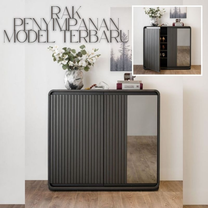 lemari rak sepatu penyimpanan kayu jati / rak sepatu minimalis / furniture rak / furniture jepara