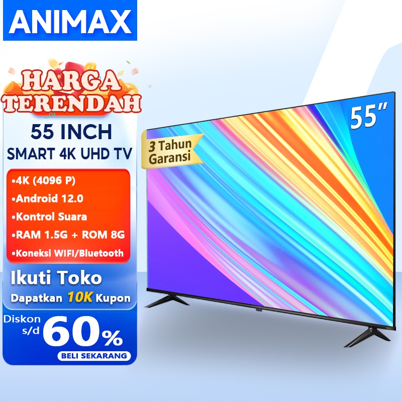 Animax  Sakura TV UHD 43inch/55 inch smart tv digital tv Android 11.0 Smart tv 43 inch Televisi