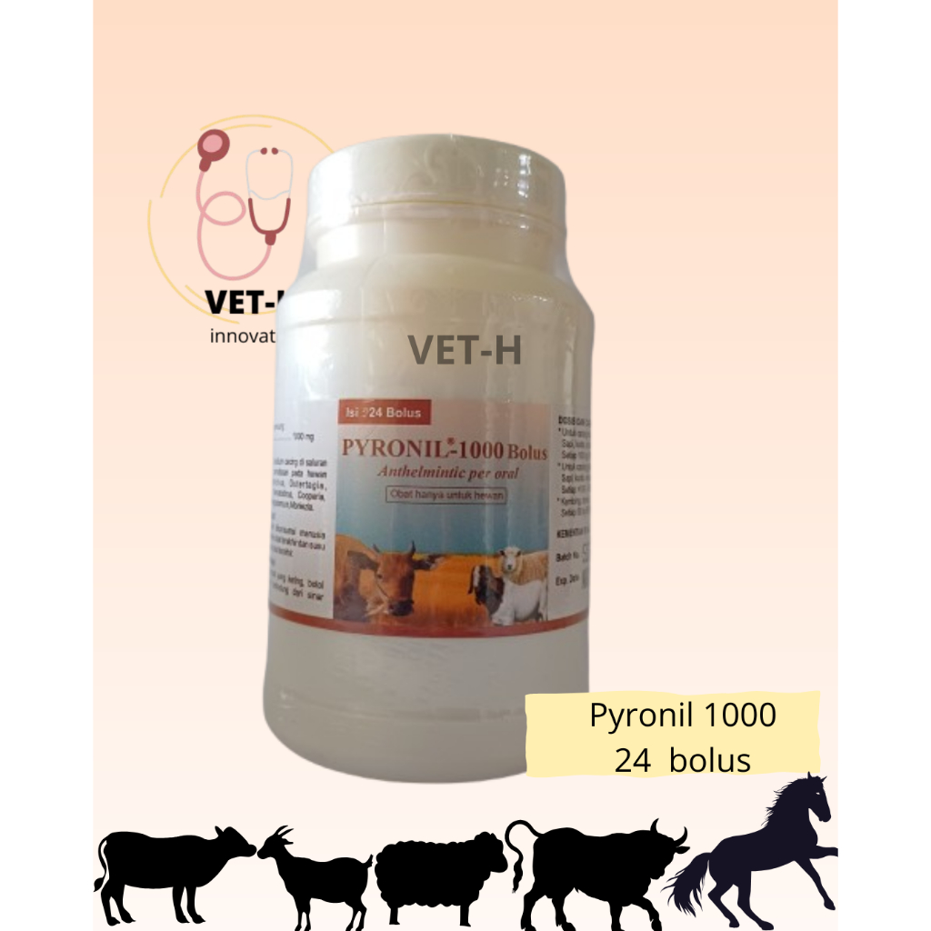 Pyronil 1000 (isi 24 Bolus) Pyridam-Obat cacing untuk ruminansia