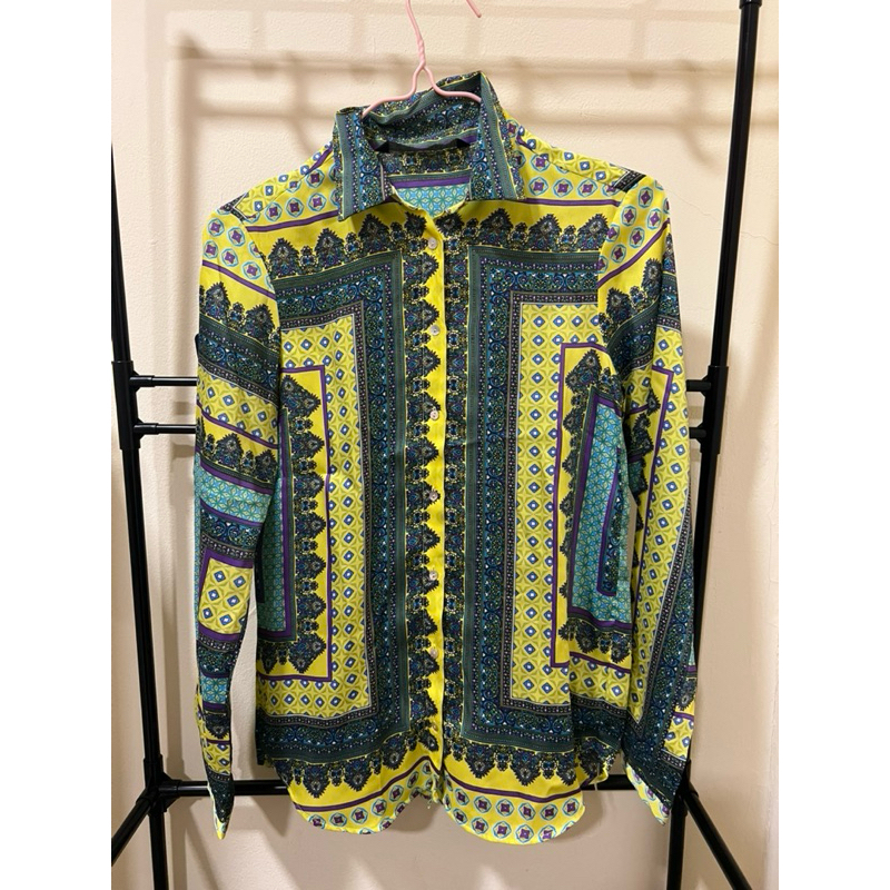 NEW - ZARA Printed Silk Shirt - Kemeja Corak Zara Bahan Silk - Size XS