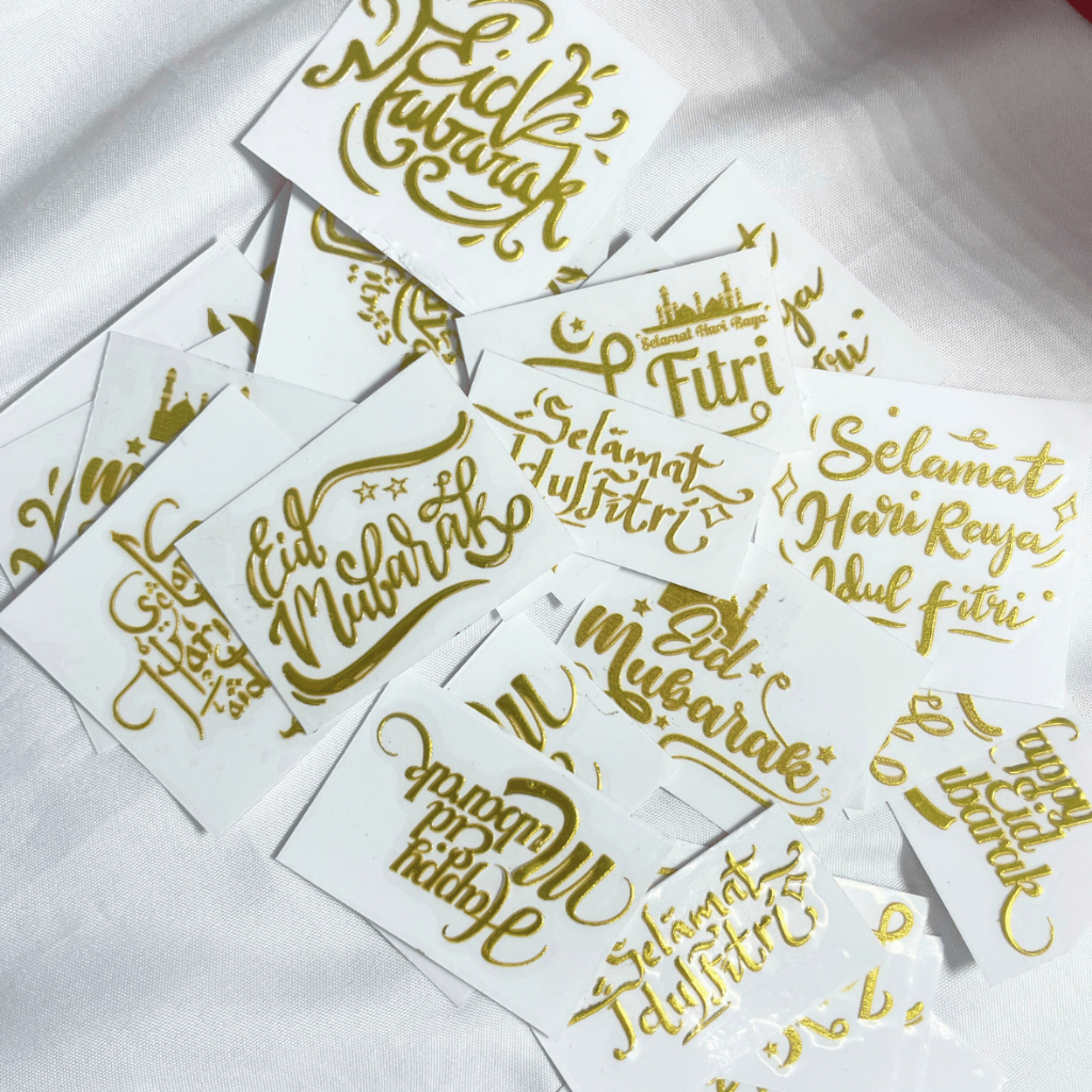 

Sticker Emas | Sticker Lebaran Gold | DTF Gold | Sticker Eid Mubarak