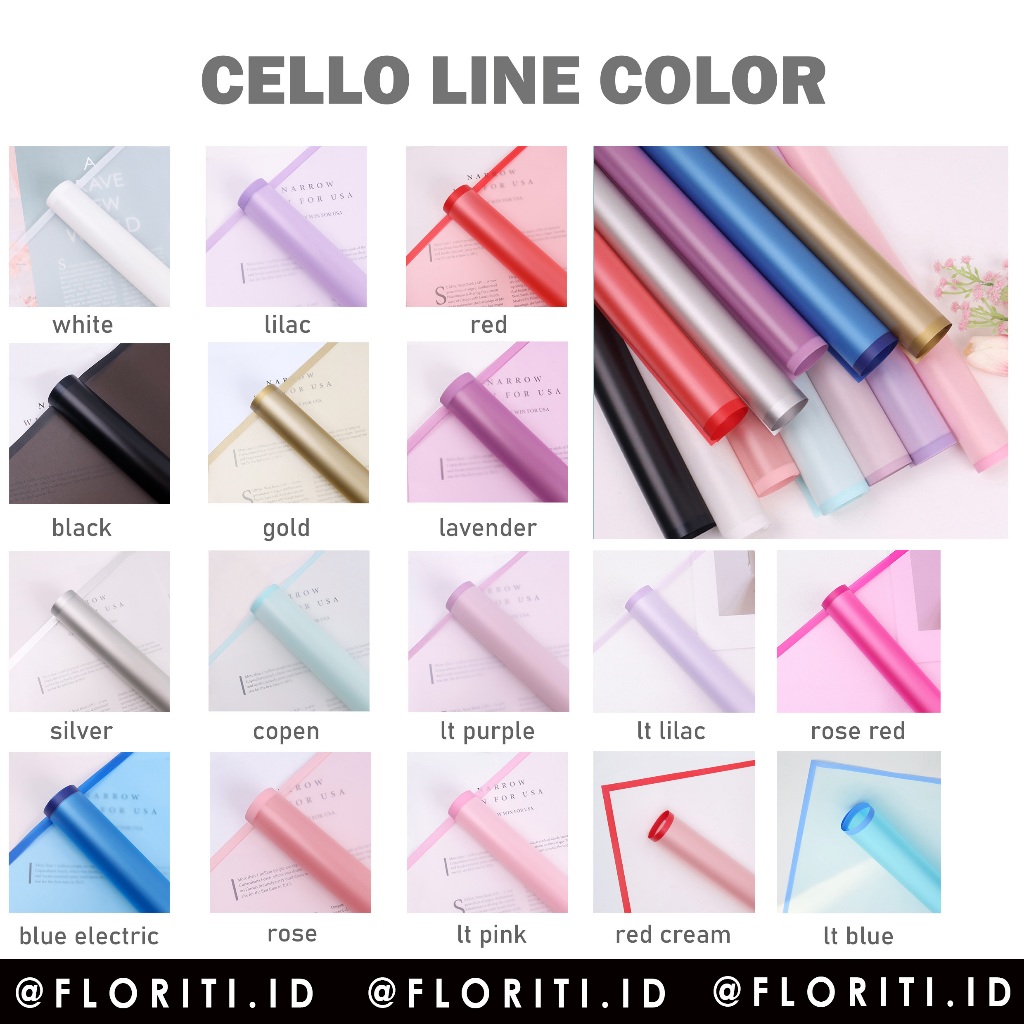 

(5 LEMBAR) Kertas Buket Cellophane Line Color