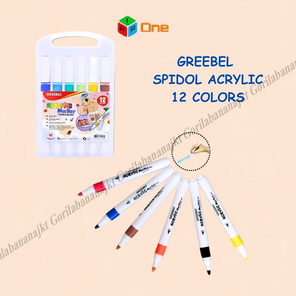 Spidol Acrylic Marker Greebel Sketsa Marker Set Spidol 12 Warna