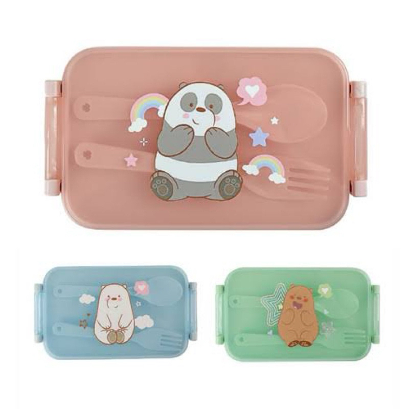Miniso We bare bears Lunch box / wbb kotak makan set kotak bekal tempat makan