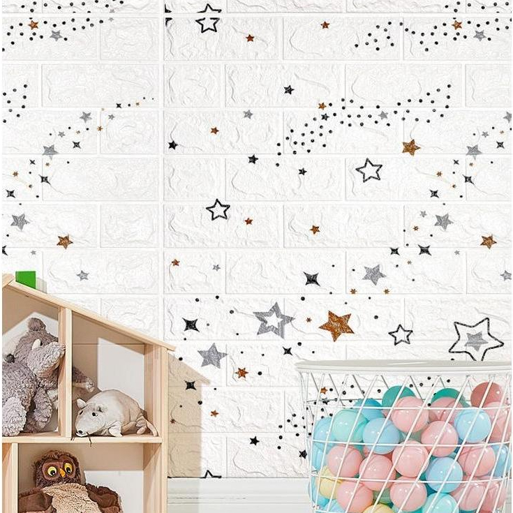 Pure Home - Paket 10 Lembar Wallpaper Dinding 3D Foam Stiker 70X77Cm/70X70Cm Tebal 3Mm Wallpaper