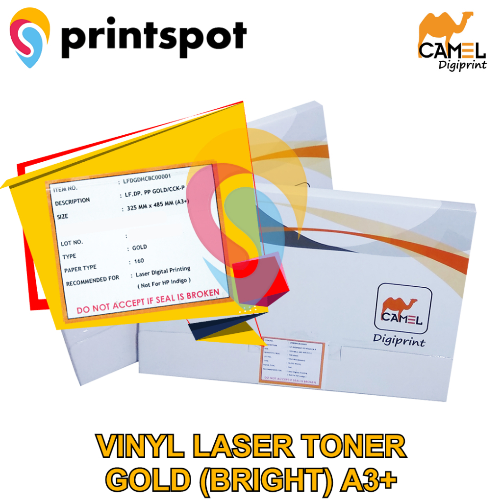 

CAMEL Digiprint Sticker Silver/Gold Vinyl A3+ Stiker Digital Print Laser Toner - PACK