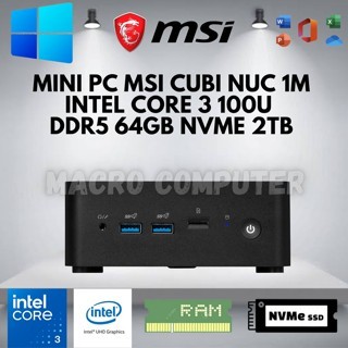 MINI PC MSI CUBI NUC 1M  CORE 3 100U FULLSET +RAM +SSD | MSI CUBI NUC 3 100U | BAREBONE