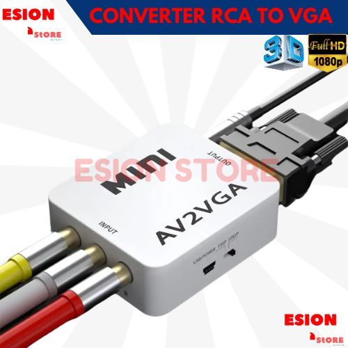 Converter Display AV2VGA RCA TO VGA Converter AV to VGA Converter RCA AV to VGA Konektor Mini Box Bi
