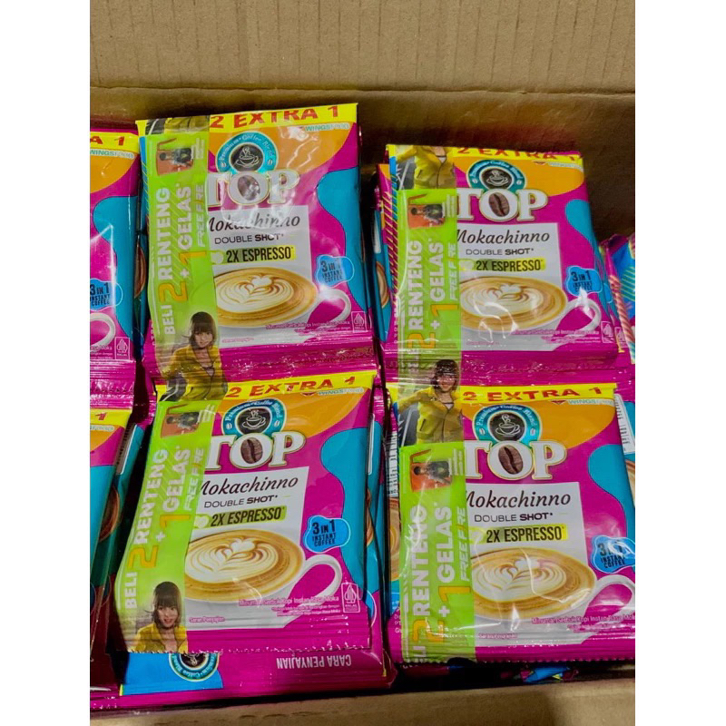 

top mokachino 1 dus isi 12 renceng gratis gelas