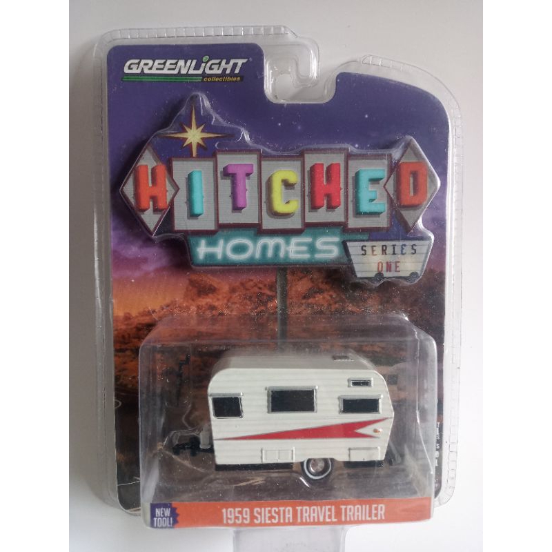 GREENLIGHT HITCHED HOMES SERIES ONE 1959 SIESTA TRAVEL TRAILER  GANDENGAN DIECAST