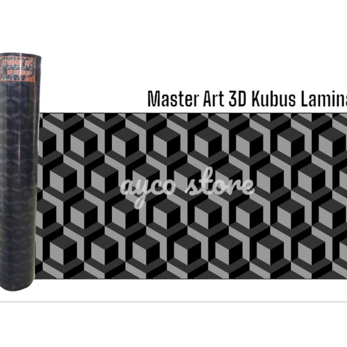 Flash Fiber Penutup Pelapis Pagar Plastik Motif  Master Art 3D Kubus Laminasi