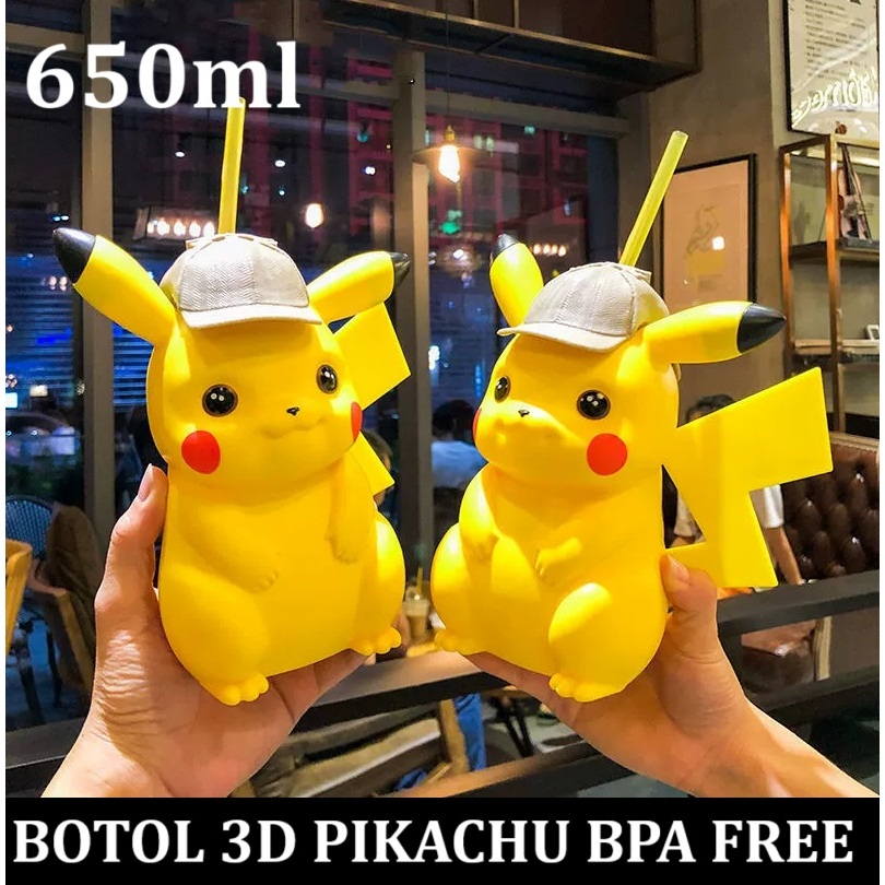 Official Nintendo Botol tempat Minum air 3d Pikachu Pokemon 650 ml BPA FREE PP 5 Food Grade original